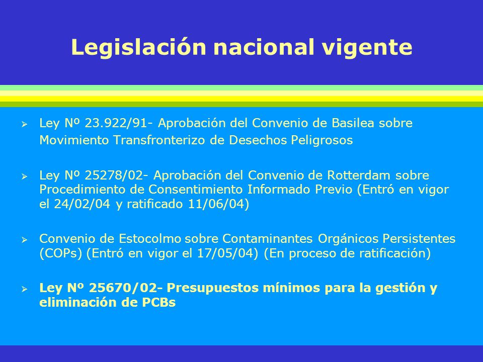 Legislación nacional vigente