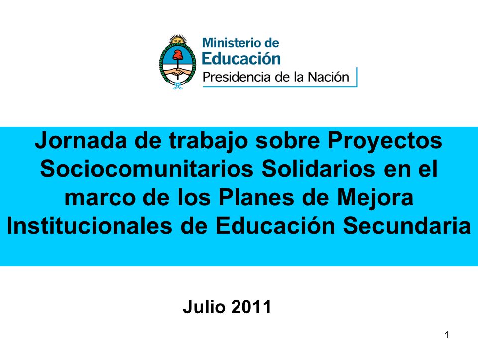 Jornada de trabajo sobre Proyectos Sociocomunitarios Solidarios en el marco de los Planes de Mejora Institucionales de Educación Secundaria