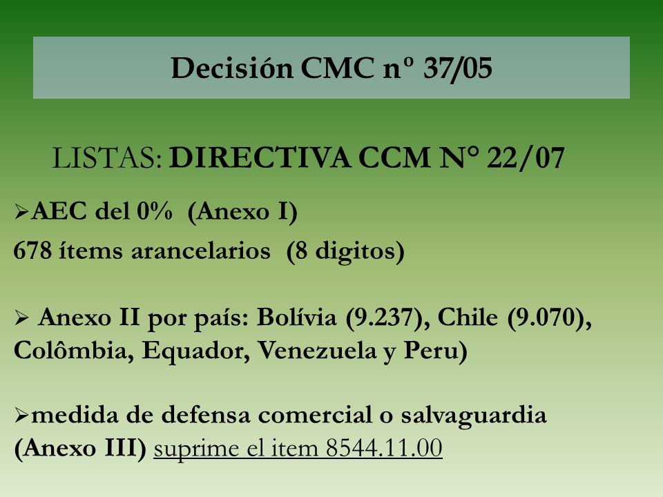 LISTAS: DIRECTIVA CCM N° 22/07