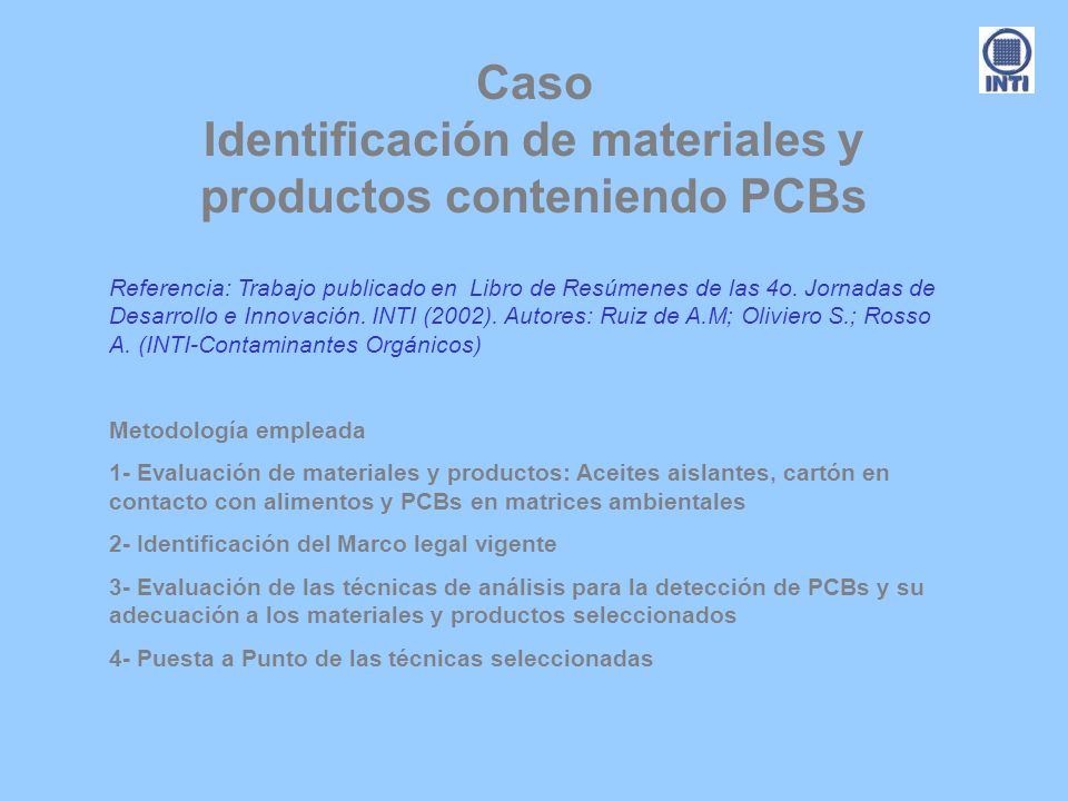 Caso Identificación de materiales y productos conteniendo PCBs