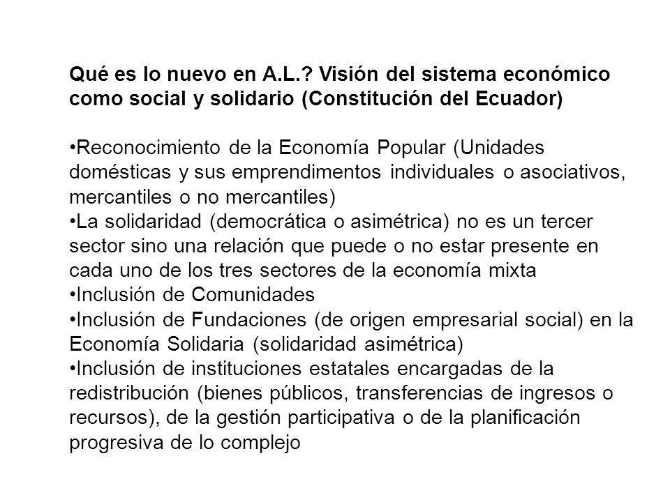 Qué es lo nuevo en A.L. Visión del sistema económico como social y solidario (Constitución del Ecuador)
