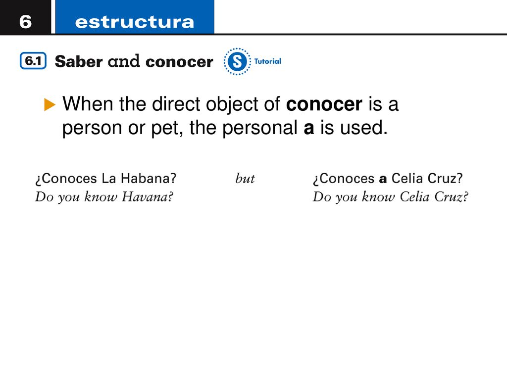 When the direct object of conocer is a person or pet, the personal a is used.