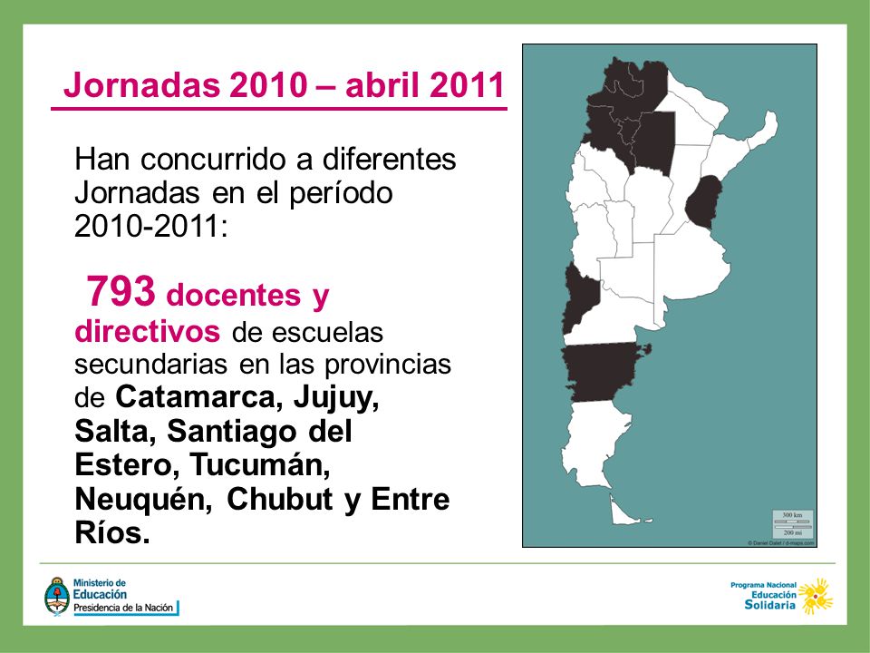 Jornadas 2010 – abril 2011 Han concurrido a diferentes Jornadas en el período :