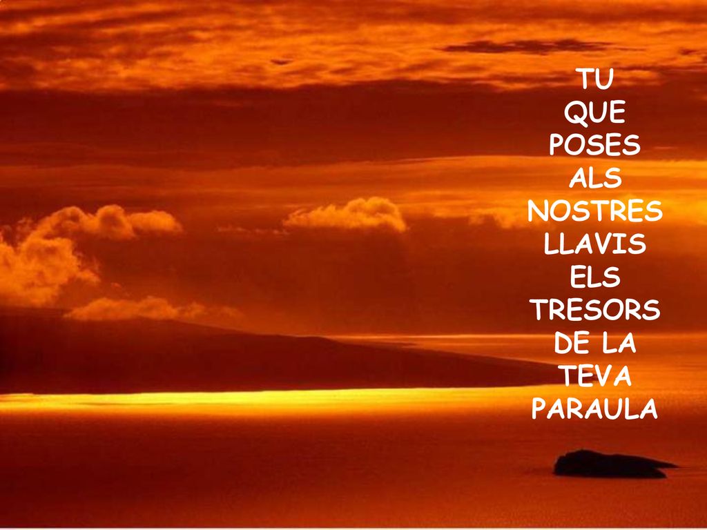 TU QUE POSES ALS NOSTRES LLAVIS ELS TRESORS DE LA TEVA PARAULA