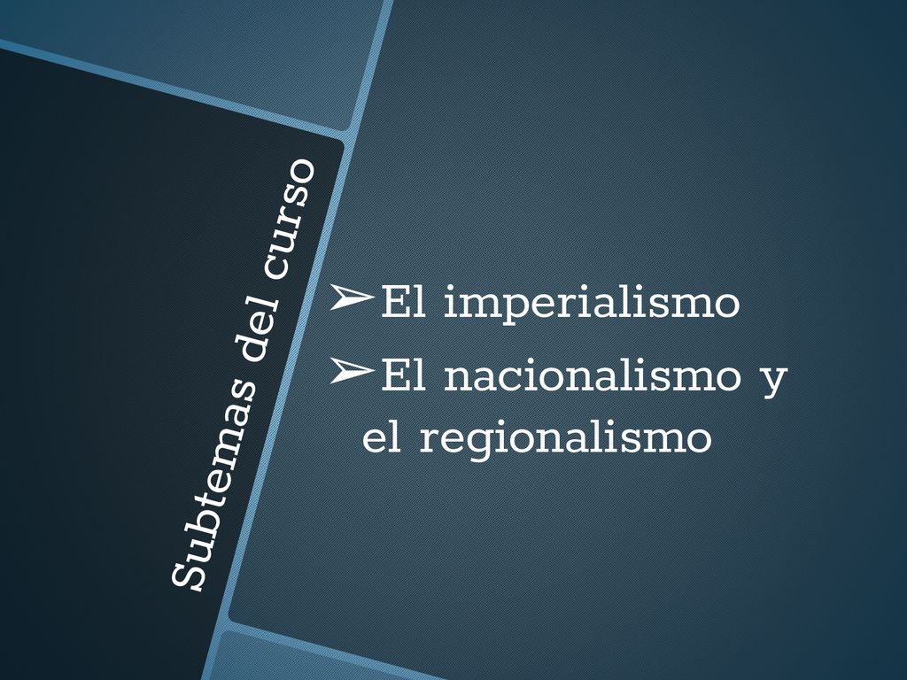 El imperialismo El nacionalismo y el regionalismo Subtemas del curso