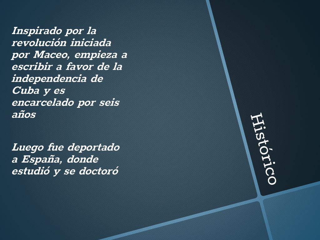 Inspirado por la revolución iniciada por Maceo, empieza a escribir a favor de la independencia de Cuba y es encarcelado por seis años