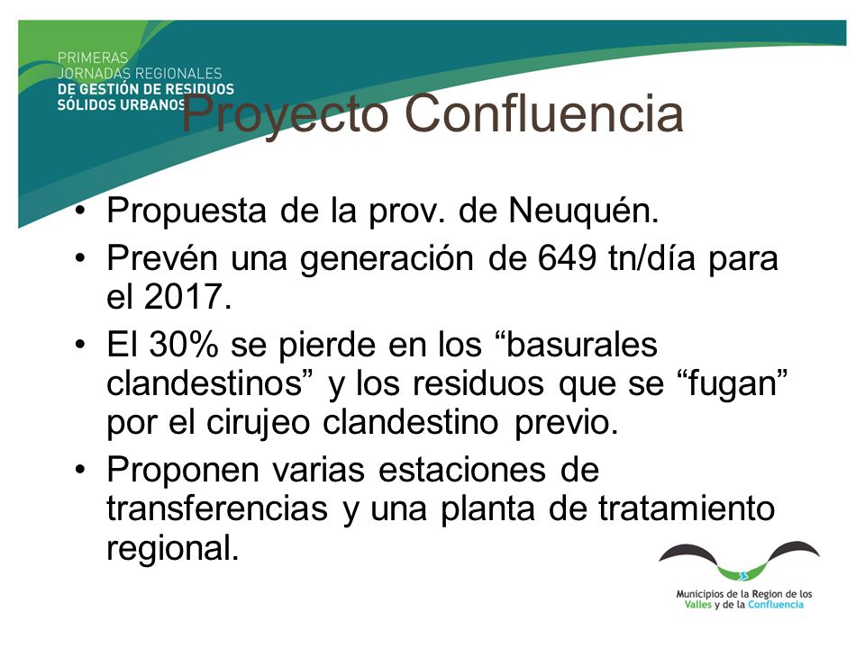 Proyecto Confluencia Propuesta de la prov. de Neuquén.