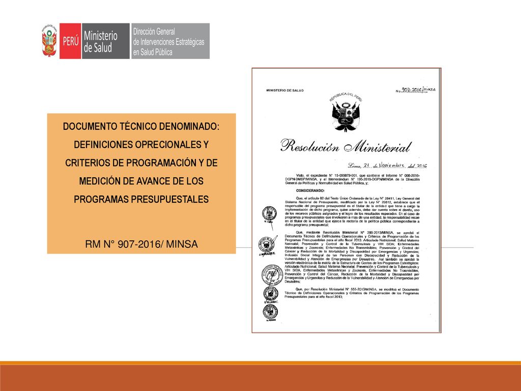 DOCUMENTO TÉCNICO DENOMINADO: DEFINICIONES OPRECIONALES Y CRITERIOS DE PROGRAMACIÓN Y DE MEDICIÓN DE AVANCE DE LOS PROGRAMAS PRESUPUESTALES
