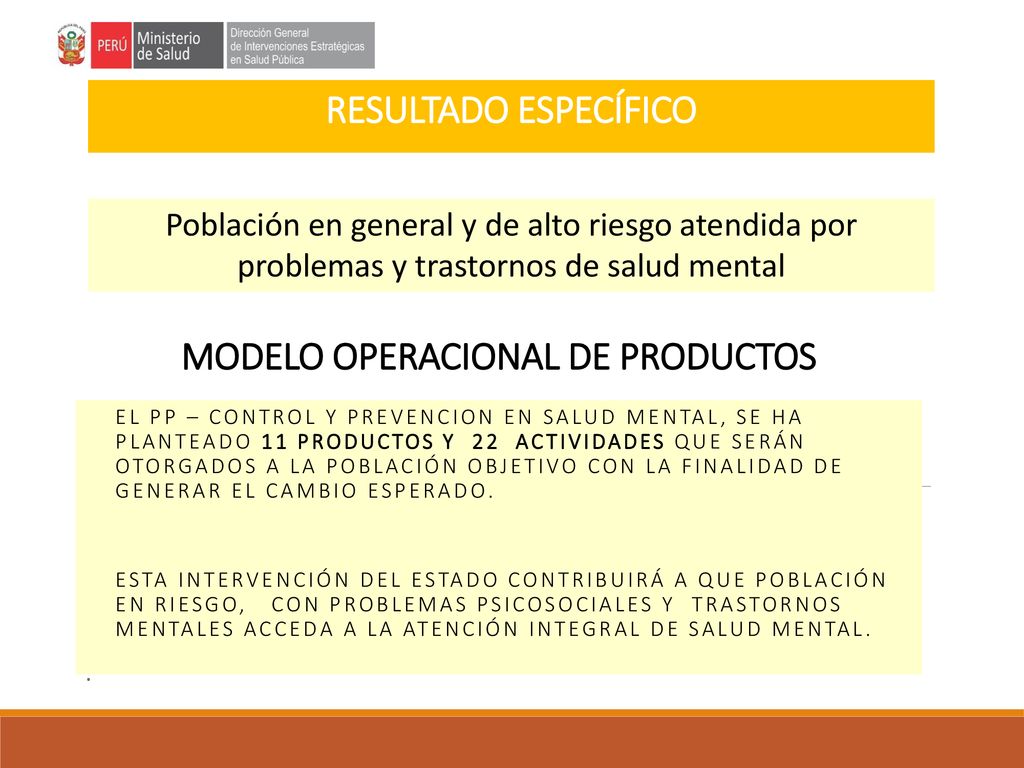 Modelo Operacional de Productos DEFINICIÓN OPERACIONAL: