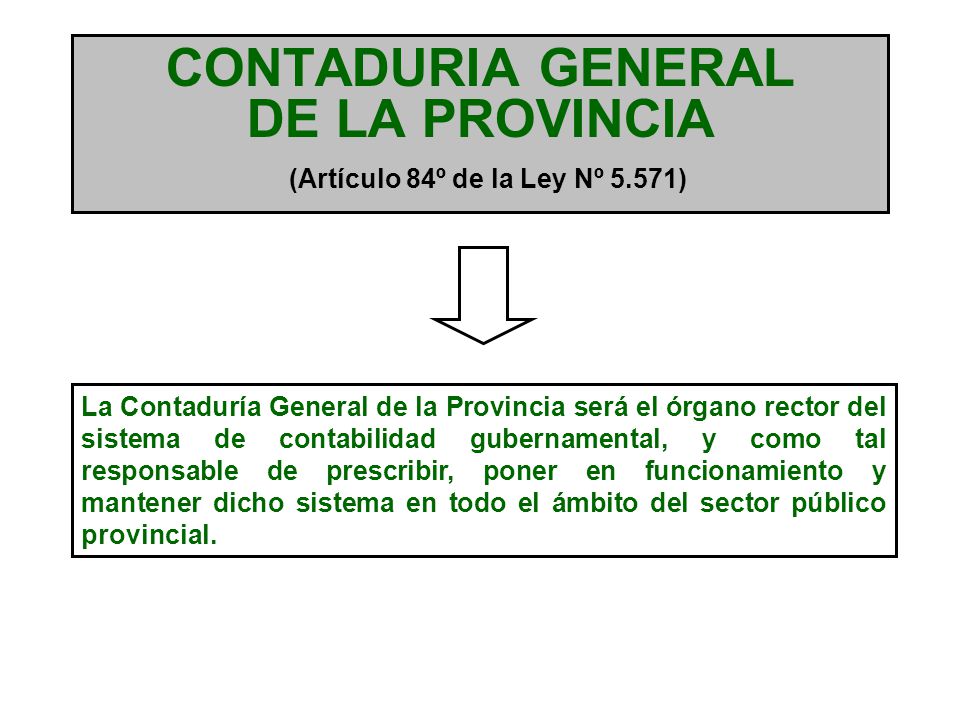 CONTADURIA GENERAL DE LA PROVINCIA (Artículo 84º de la Ley Nº 5.571)