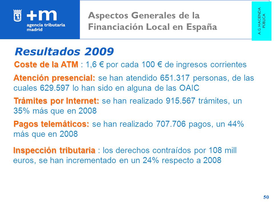 Resultados 2009 Aspectos Generales de la Financiación Local en España