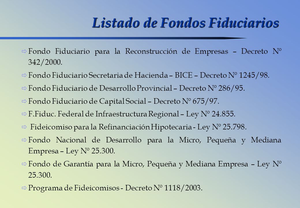 Listado de Fondos Fiduciarios