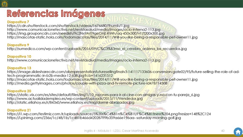 Inglés 4 - Módulo I - L22LI. Cesar Martínez Acevedo