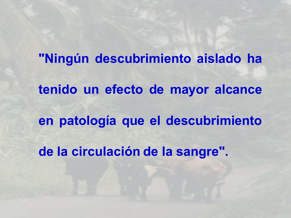 Ningún descubrimiento aislado ha tenido un efecto de mayor alcance en patología que el descubrimiento de la circulación de la sangre .