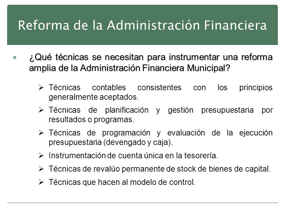 Reforma de la Administración Financiera