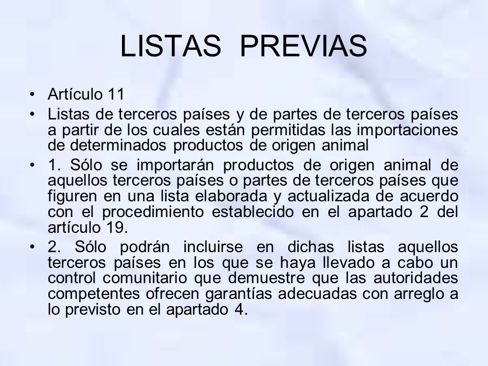 LISTAS PREVIAS Artículo 11