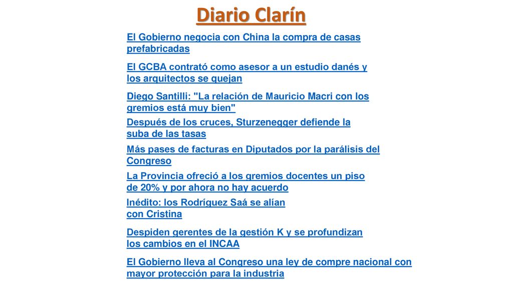 Diario Clarín El Gobierno negocia con China la compra de casas prefabricadas.
