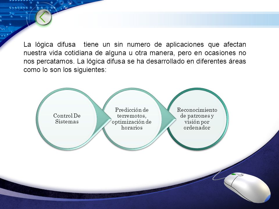 La lógica difusa tiene un sin numero de aplicaciones que afectan nuestra vida cotidiana de alguna u otra manera, pero en ocasiones no nos percatamos. La lógica difusa se ha desarrollado en diferentes áreas como lo son los siguientes: