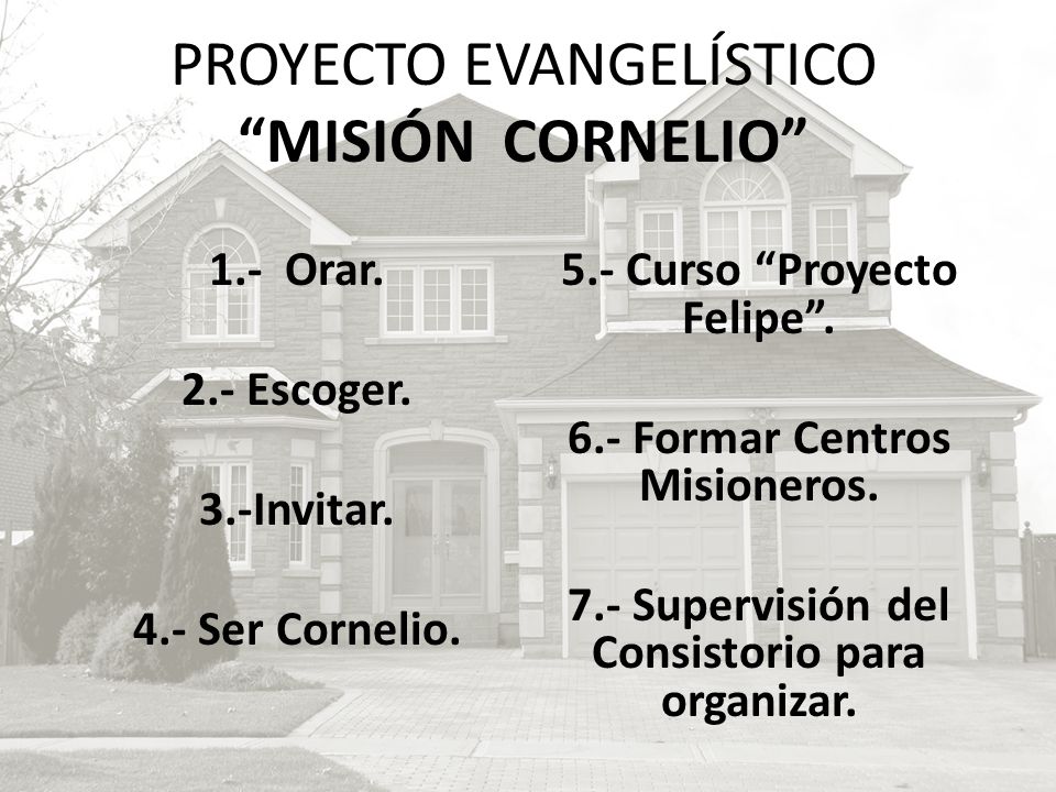 PROYECTO EVANGELÍSTICO MISIÓN CORNELIO