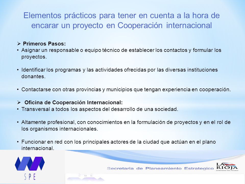 Elementos prácticos para tener en cuenta a la hora de encarar un proyecto en Cooperación internacional