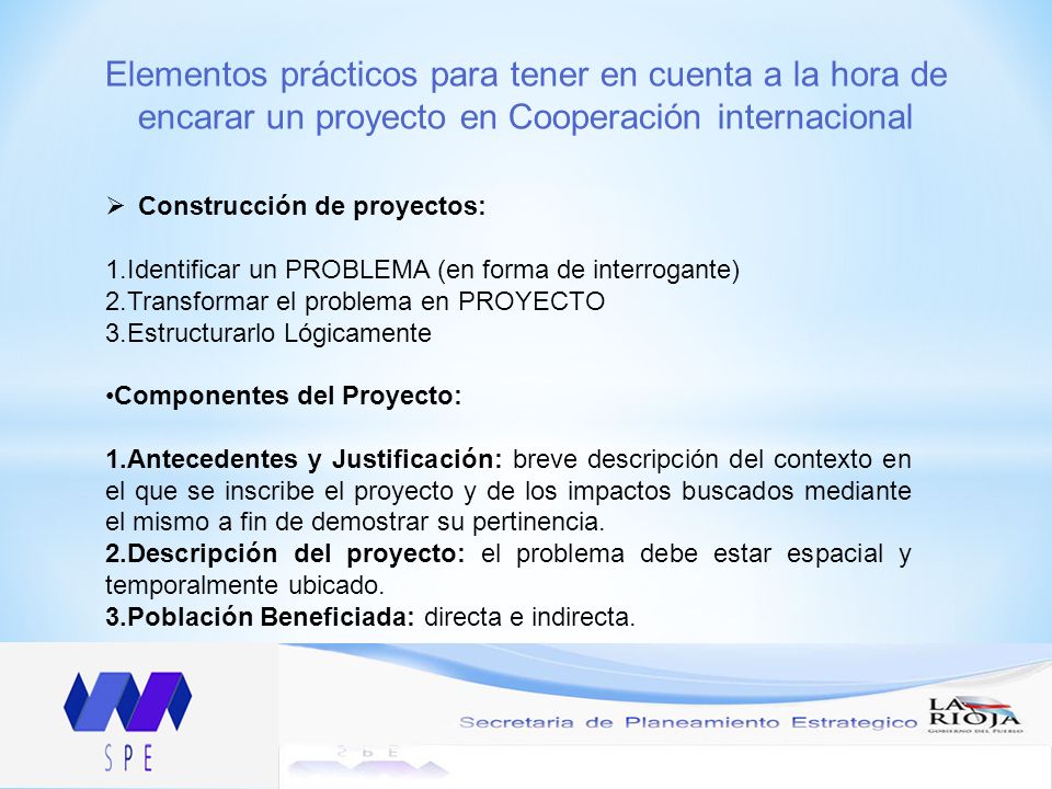 Elementos prácticos para tener en cuenta a la hora de encarar un proyecto en Cooperación internacional