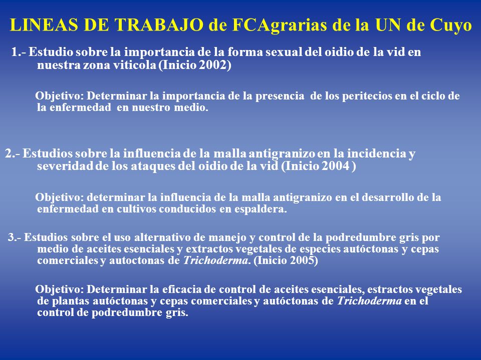 LINEAS DE TRABAJO de FCAgrarias de la UN de Cuyo