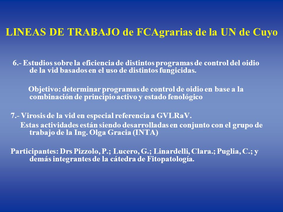 LINEAS DE TRABAJO de FCAgrarias de la UN de Cuyo