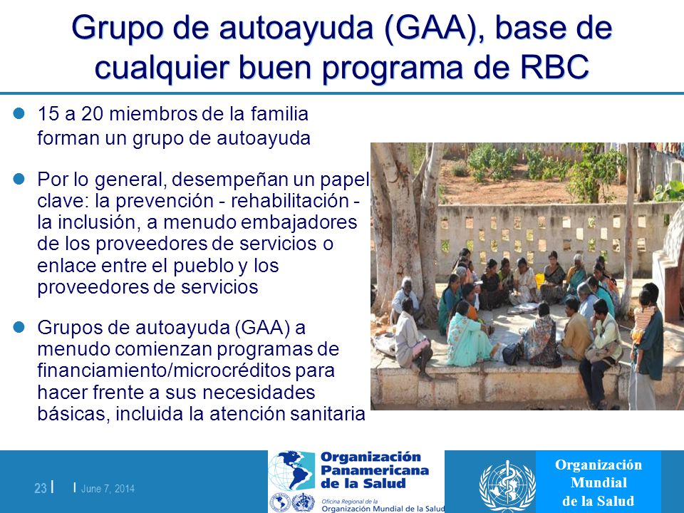 Grupo de autoayuda (GAA), base de cualquier buen programa de RBC