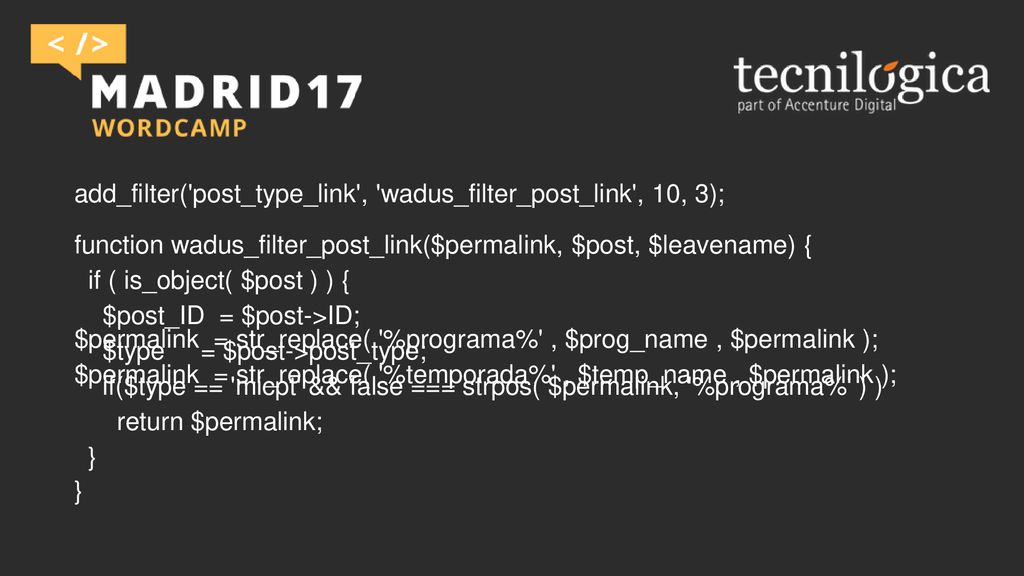 add_filter( post_type_link , wadus_filter_post_link , 10, 3);