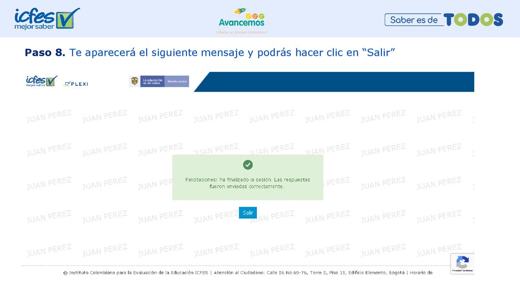 Paso 8. Te aparecerá el siguiente mensaje y podrás hacer clic en Salir