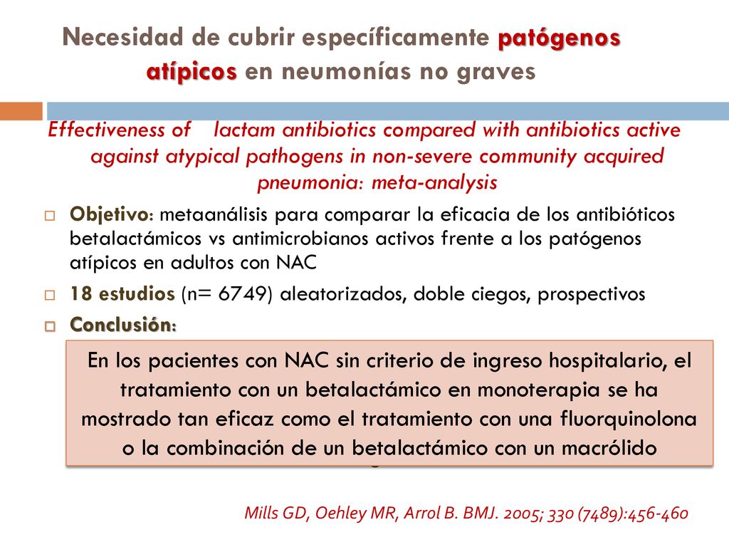 Necesidad de cubrir específicamente patógenos atípicos en neumonías no graves
