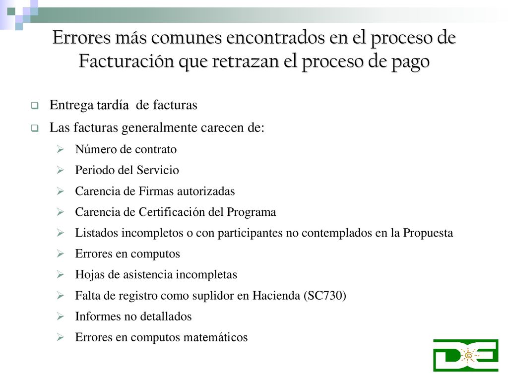 Errores más comunes encontrados en el proceso de Facturación que retrazan el proceso de pago