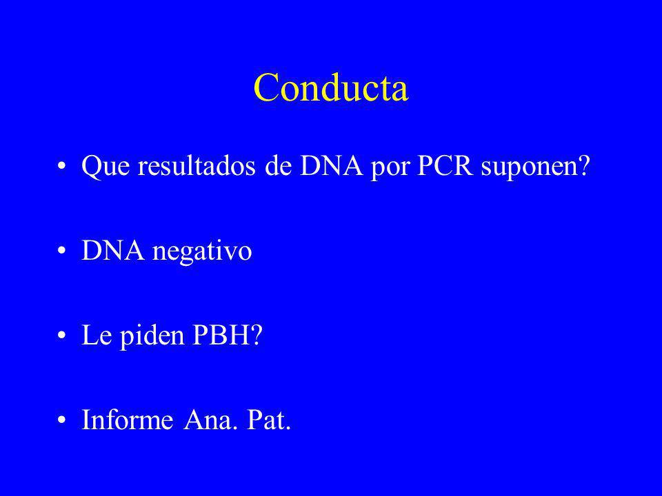 Conducta Que resultados de DNA por PCR suponen DNA negativo