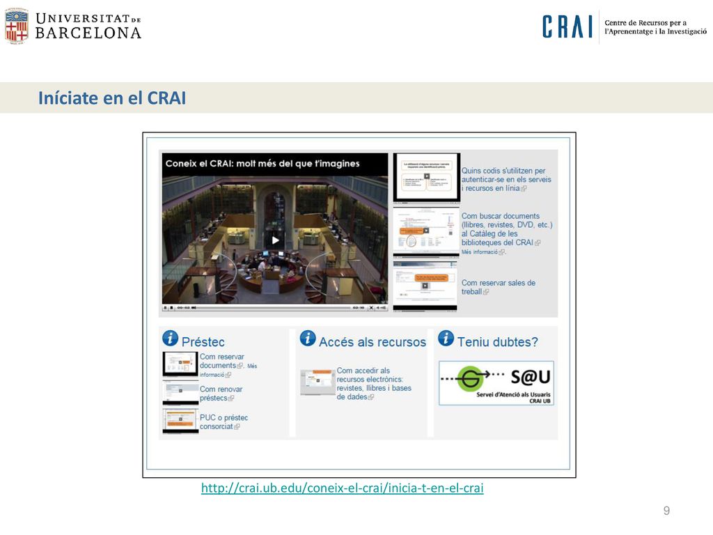Iníciate en el CRAI Aules: explicar les normes d’ús.