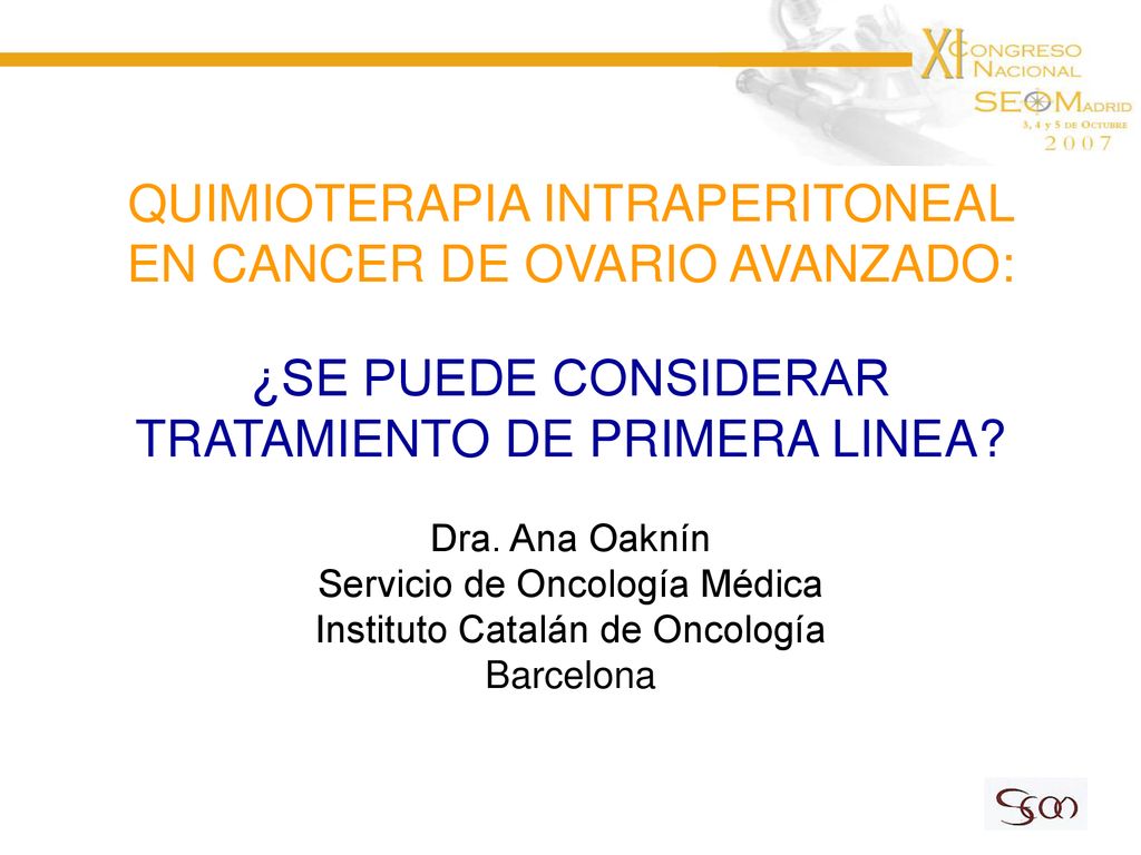 QUIMIOTERAPIA INTRAPERITONEAL EN CANCER DE OVARIO AVANZADO: ¿SE PUEDE CONSIDERAR TRATAMIENTO DE PRIMERA LINEA