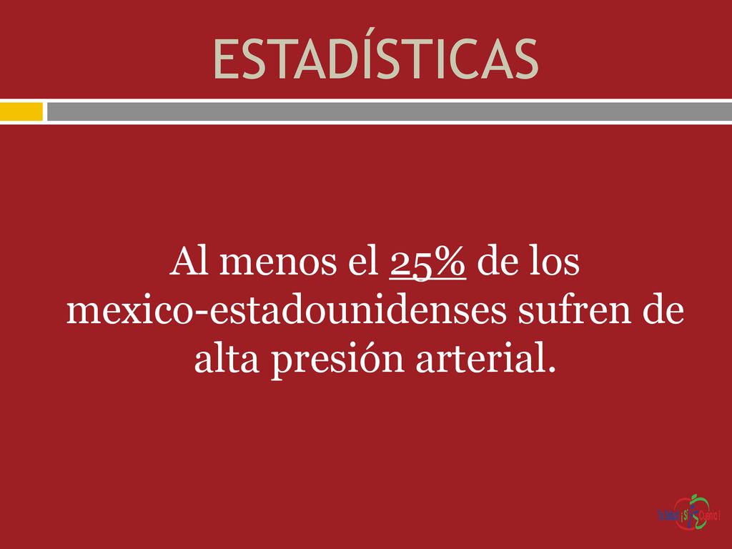 ESTADÍSTICAS Al menos el 25% de los mexico-estadounidenses sufren de alta presión arterial.