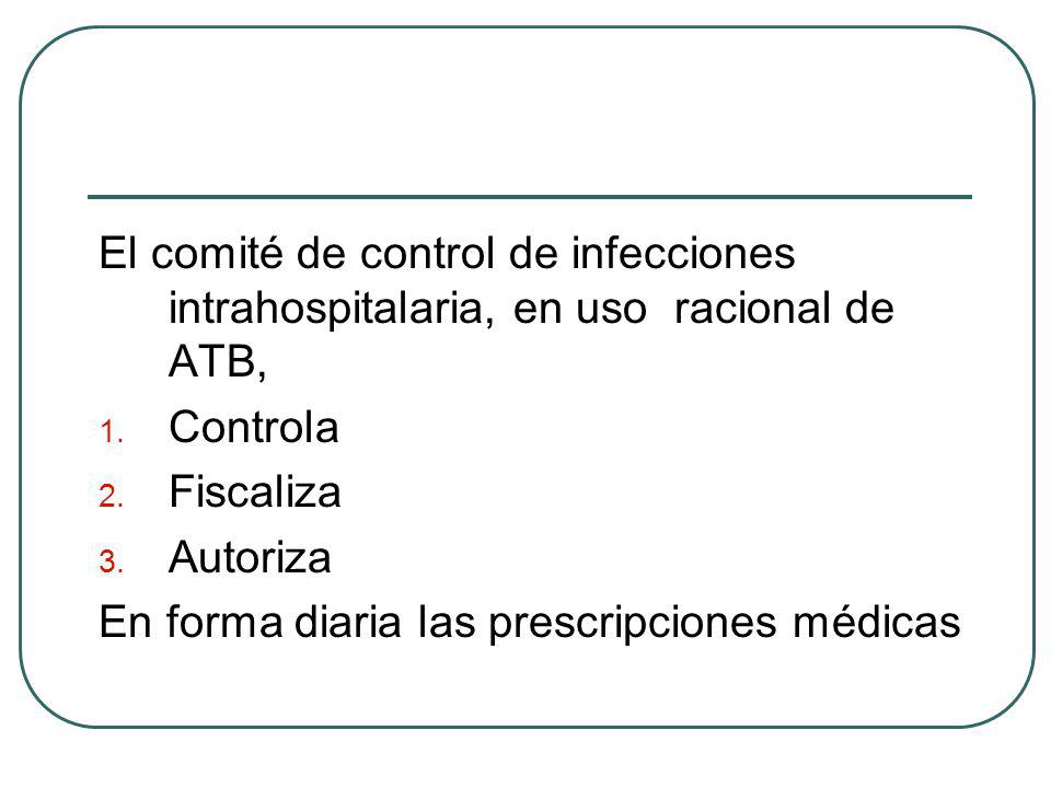 El comité de control de infecciones intrahospitalaria, en uso racional de ATB,