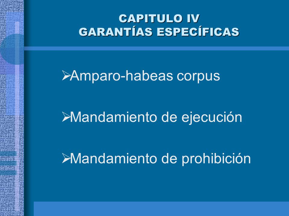 CAPITULO IV GARANTÍAS ESPECÍFICAS