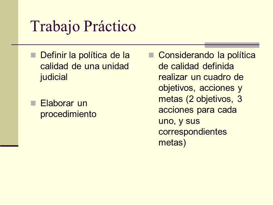 Trabajo Práctico Definir la política de la calidad de una unidad judicial. Elaborar un procedimiento.