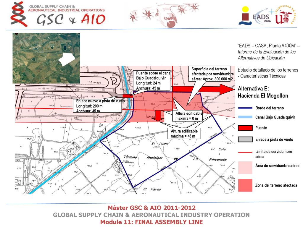 EADS – CASA, Planta A400M – Informe de la Evaluación de las Alternativas de Ubicación Estudio detallado de los terrenos - Características Técnicas Alternativa E: Hacienda El Mogollón