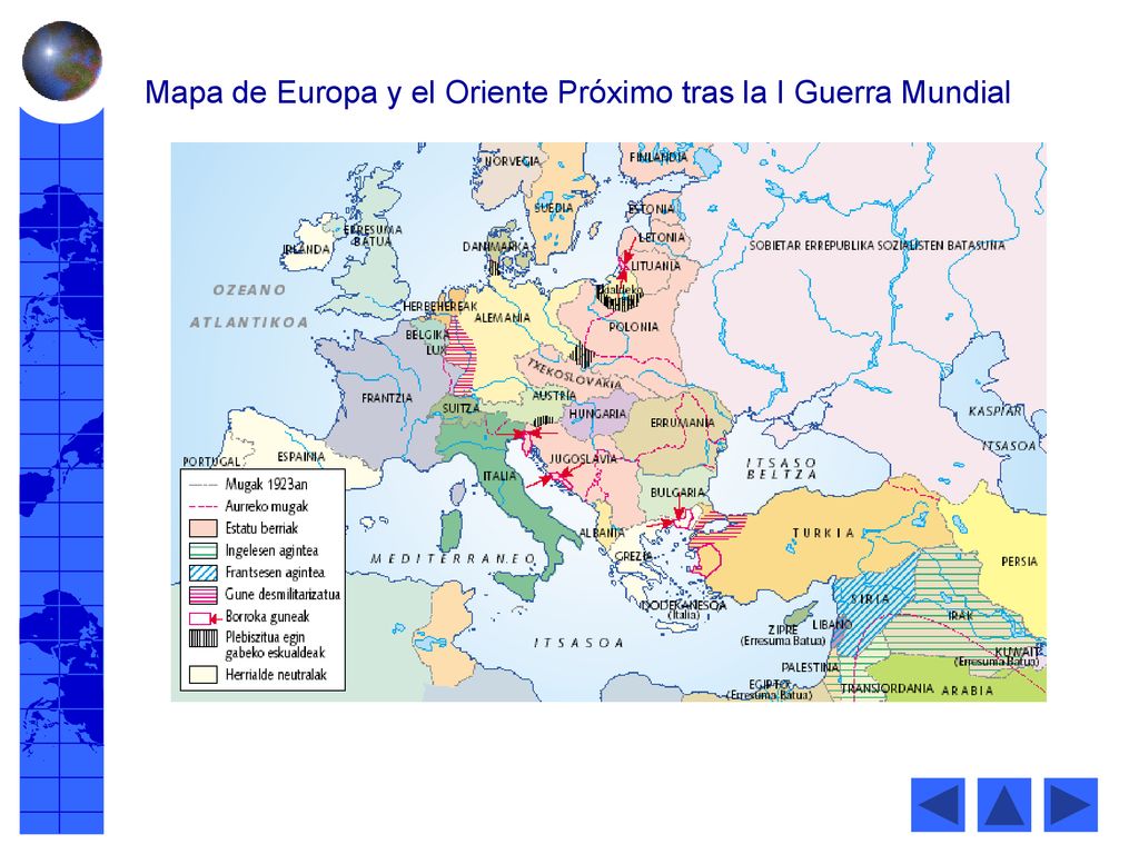 Mapa de Europa y el Oriente Próximo tras la I Guerra Mundial