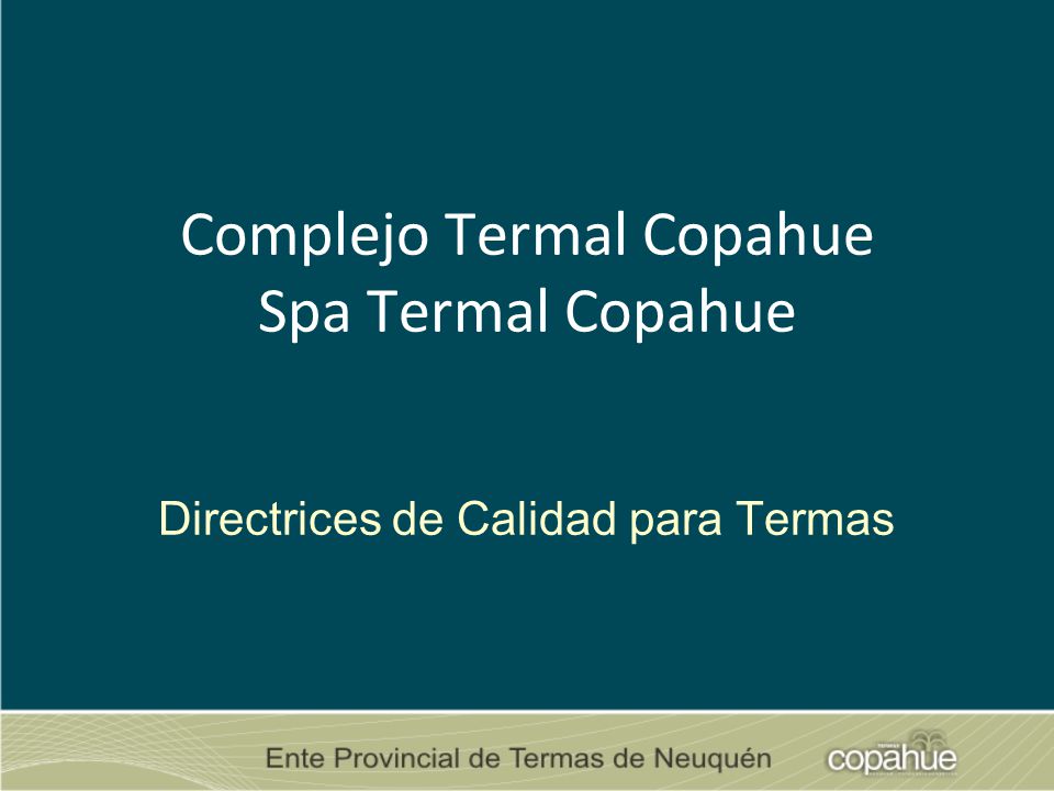 Complejo Termal Copahue Spa Termal Copahue Directrices de Calidad para Termas