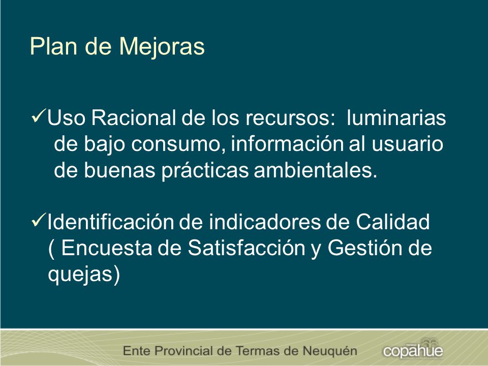 Plan de Mejoras Uso Racional de los recursos: luminarias