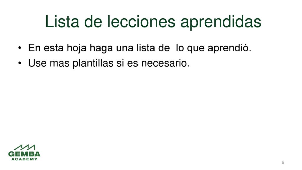 Lista de lecciones aprendidas