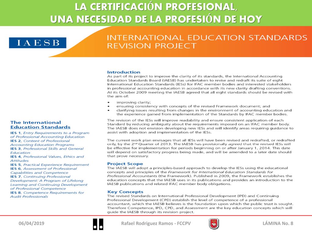 LA CERTIFICACIÓN PROFESIONAL, UNA NECESIDAD DE LA PROFESIÓN DE HOY
