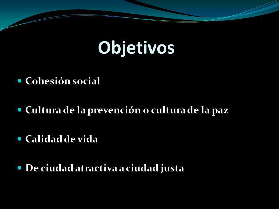 Objetivos Cohesión social Cultura de la prevención o cultura de la paz