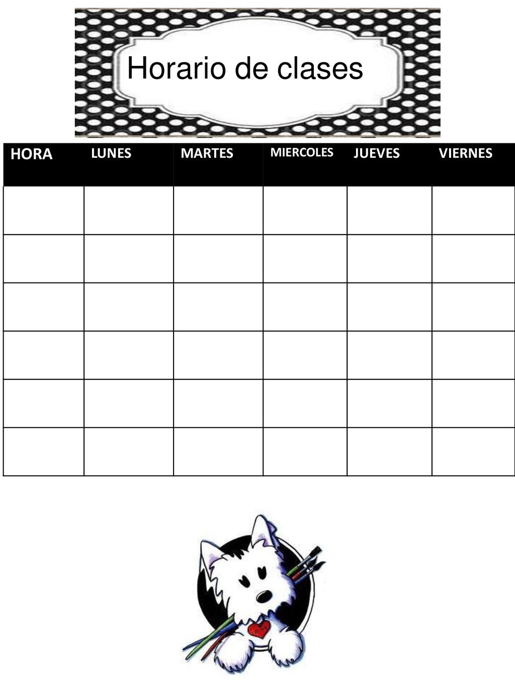 Horario de clases HORA LUNES MARTES MIERCOLES JUEVES VIERNES