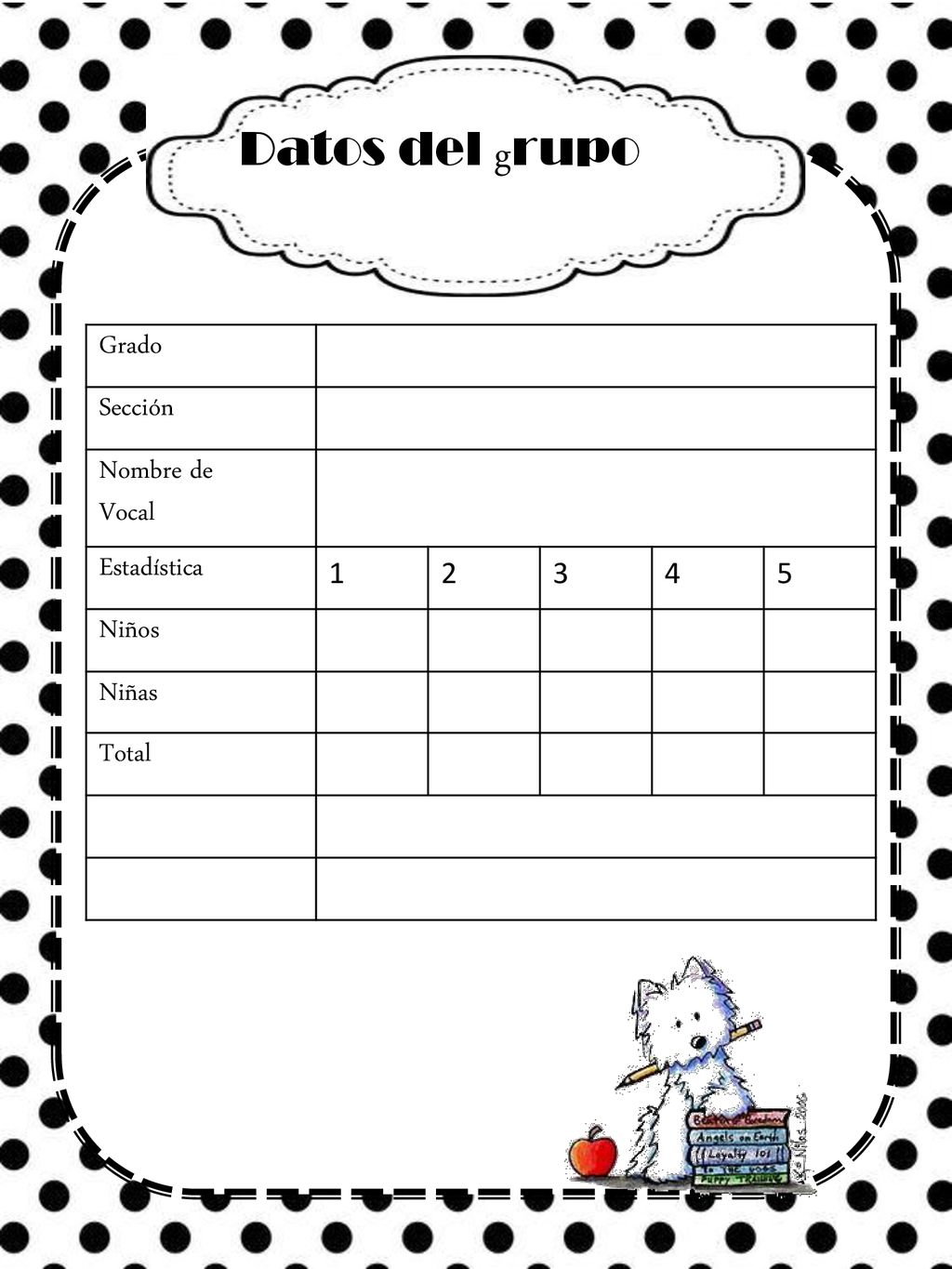 Datos del grupo Grado Sección Nombre de Vocal Estadística Niños Niñas