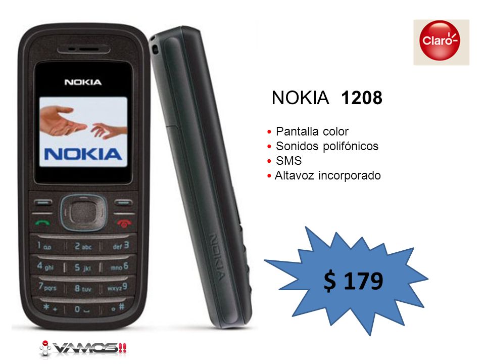$ 179 NOKIA 1208 Pantalla color Sonidos polifónicos SMS