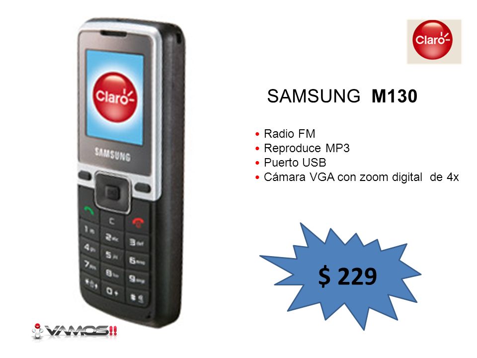 $ 229 SAMSUNG M130 Radio FM Reproduce MP3 Puerto USB